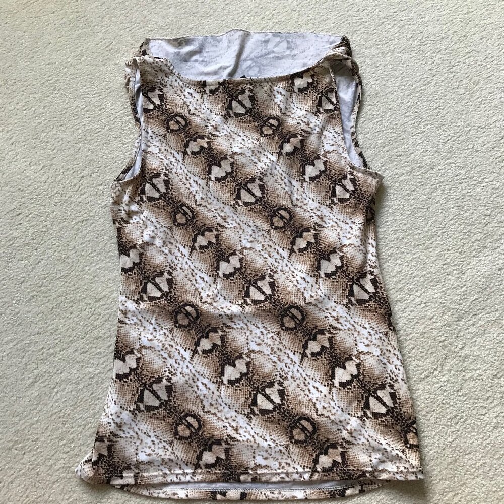 BOAT NECK CUTE Y2K CLUB TOP SNAKE SKIN PRINT POLYBLEND